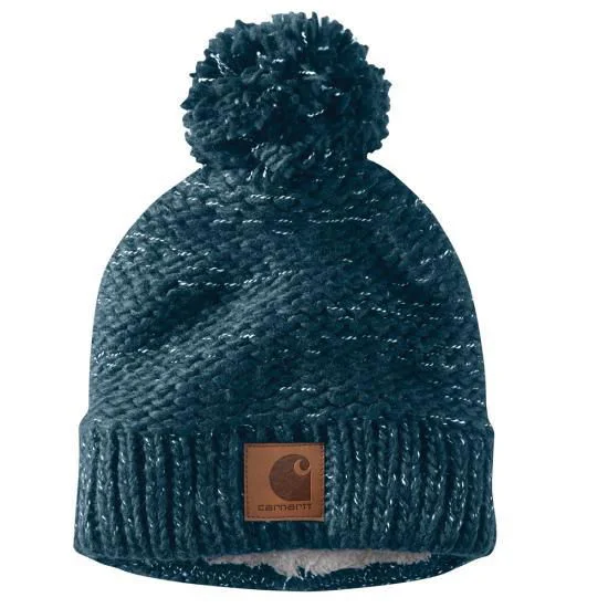 105469 - Rib Knit Sherpa-Lined Pom-Pom Beanie - Night Blue