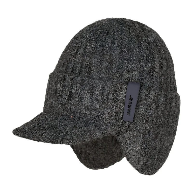 Barts Hats Duncin Peaked Beanie Hat With Earflaps - Charcoal