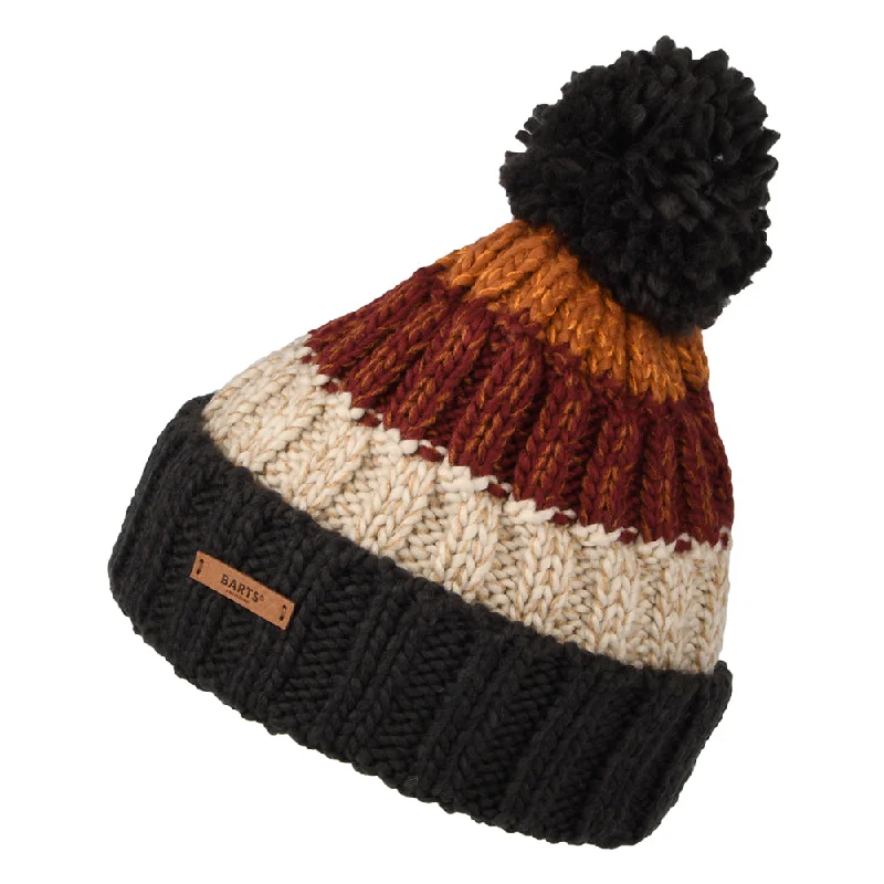 Barts Hats Wilhelm Bobble Hat - Burgundy-Multi