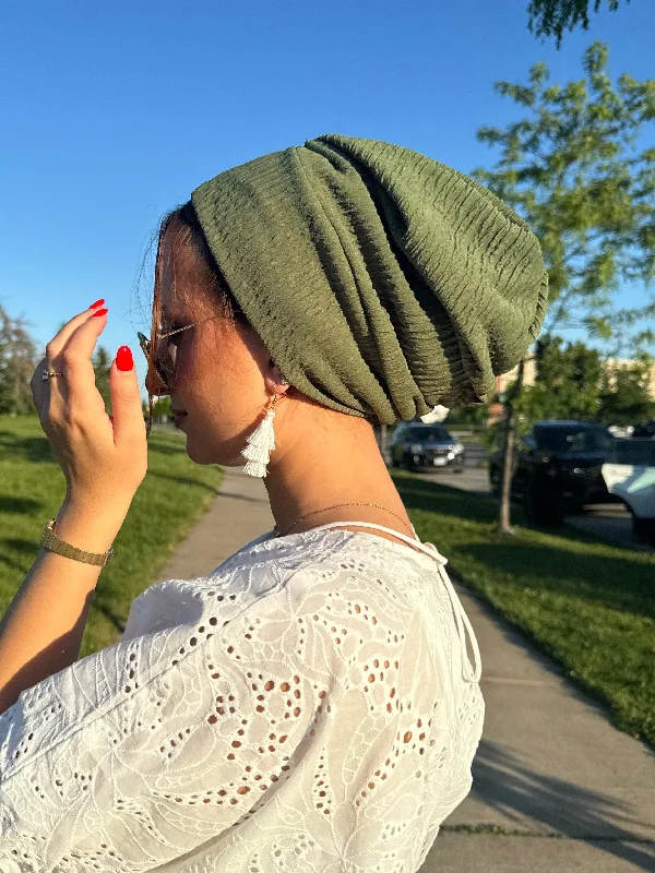 Beanie Rippled - Light Olives