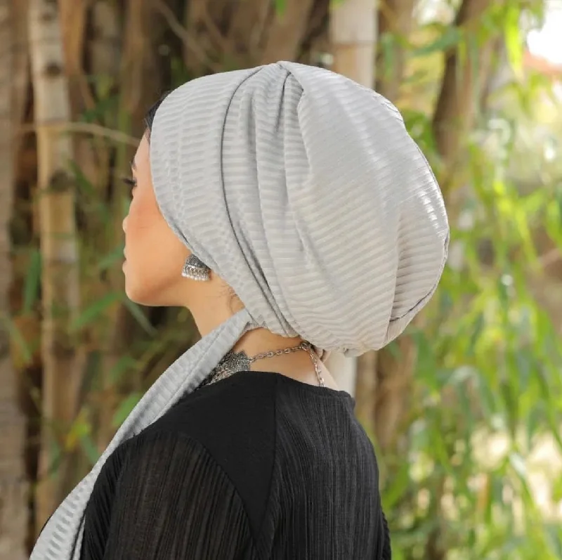 Beanie Wrap Ribbed Jersey - Light Grey