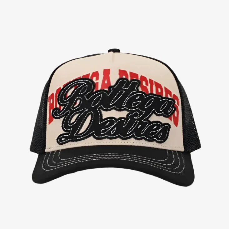 Bottega Desires Trucker Hat Raw Cream / Black / Red