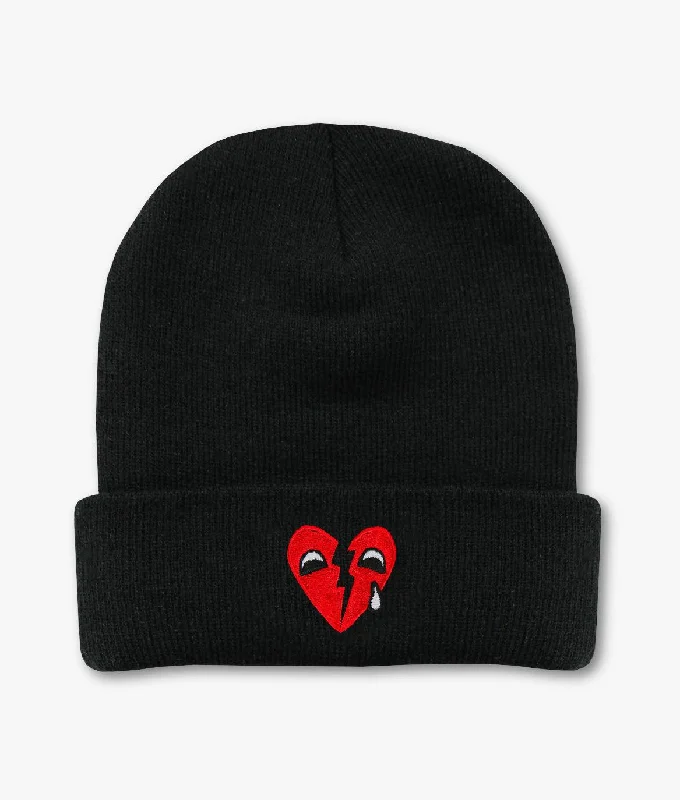 Broken Heart Tears Embroidered Womens Beanie