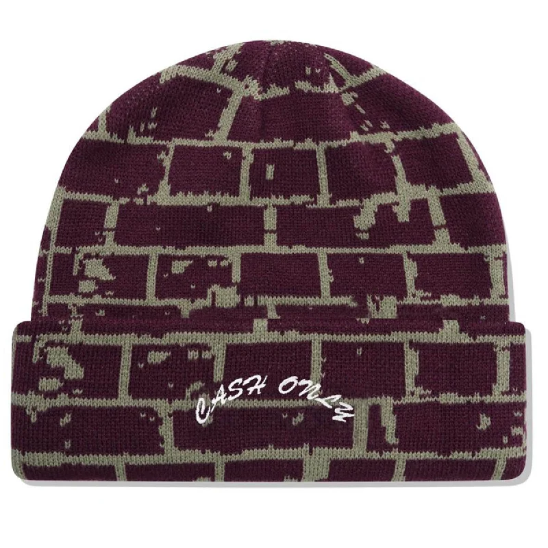 Cash Only - Bricks Beanie Maroon