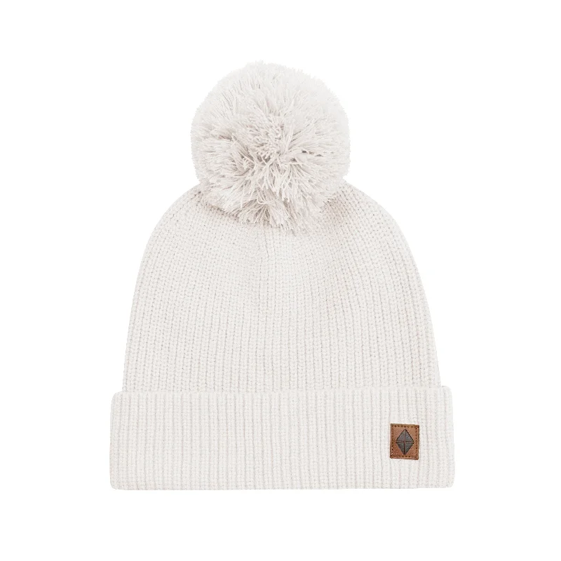 Chunky Knit Adult Pom Beanie in Oat