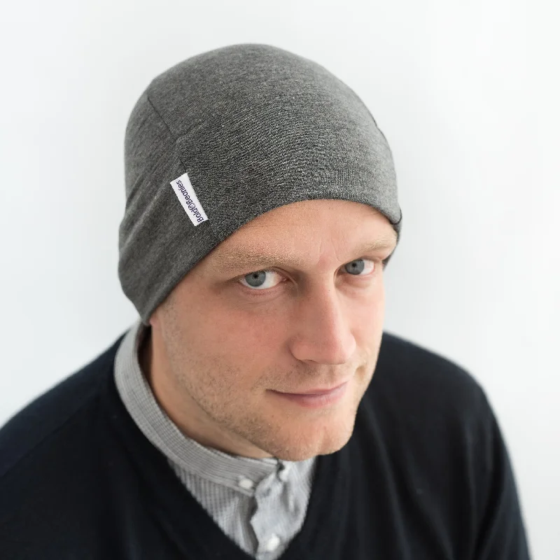 Dark Grey Mens Plain Bold Beanies Hat