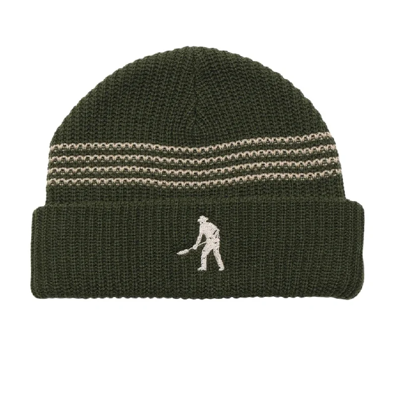 Digger Striped Knit Beanie (Olive/Cream)