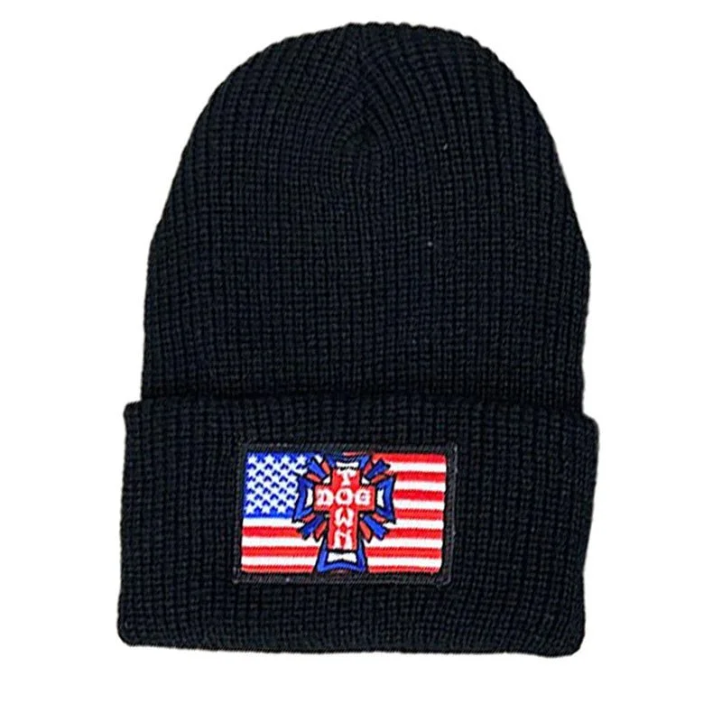 Dogtown Skateboards Flag Patch Black Beanie