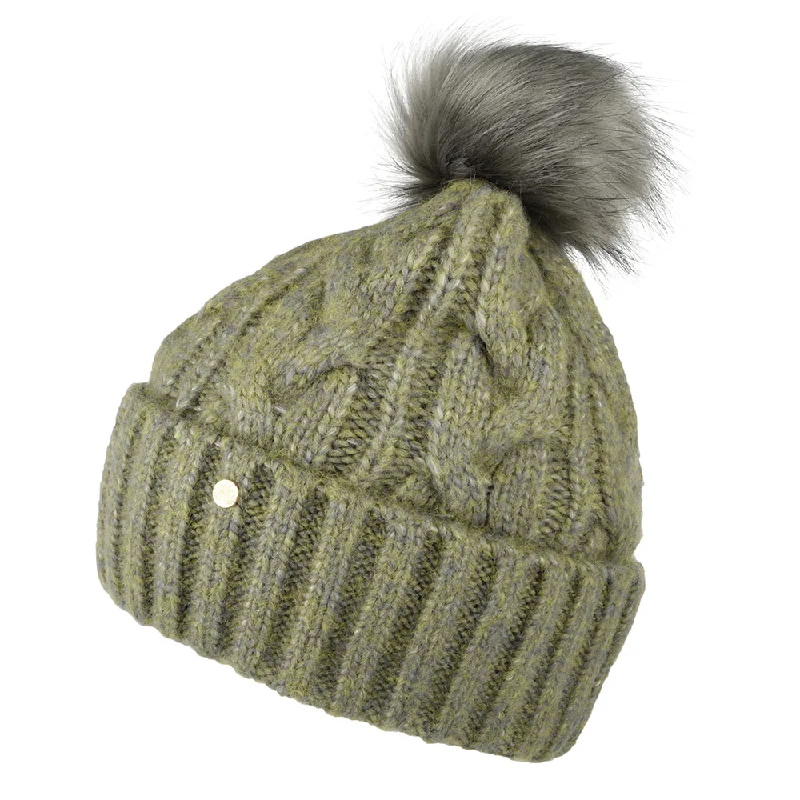 Failsworth Hats Amelia Faux Fur Pom Bobble Hat - Sage