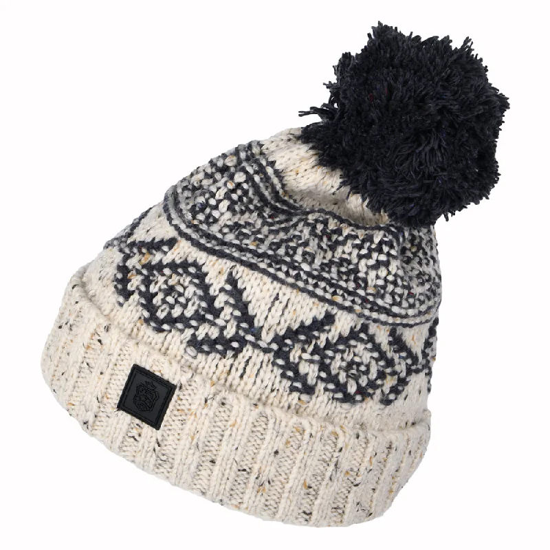 Failsworth Hats Fair Isle Bobble Hat - Oatmeal-Navy