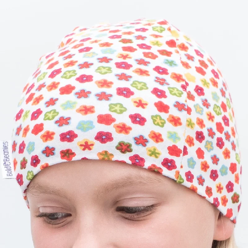 Girl Flower Bold Beanies Hat - 2 Colours