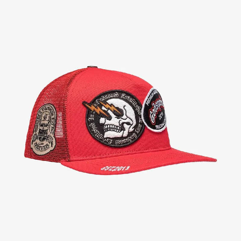 Godspeed Dual Patch Trucker Snapback Hat Red