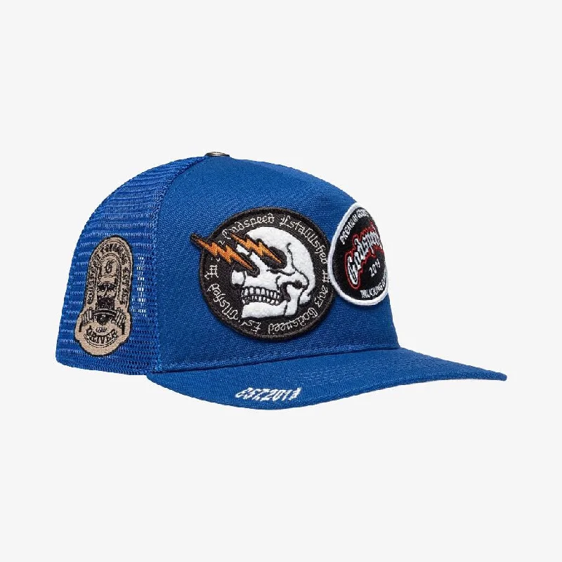 Godspeed Dual Patch Trucker Snapback Hat Royal Blue