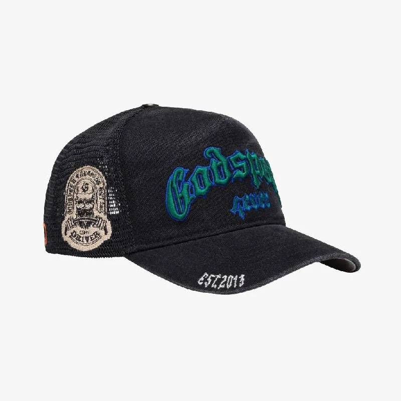 Godspeed 'GS Forever' Trucker Snapback Hat Washed Black / Green