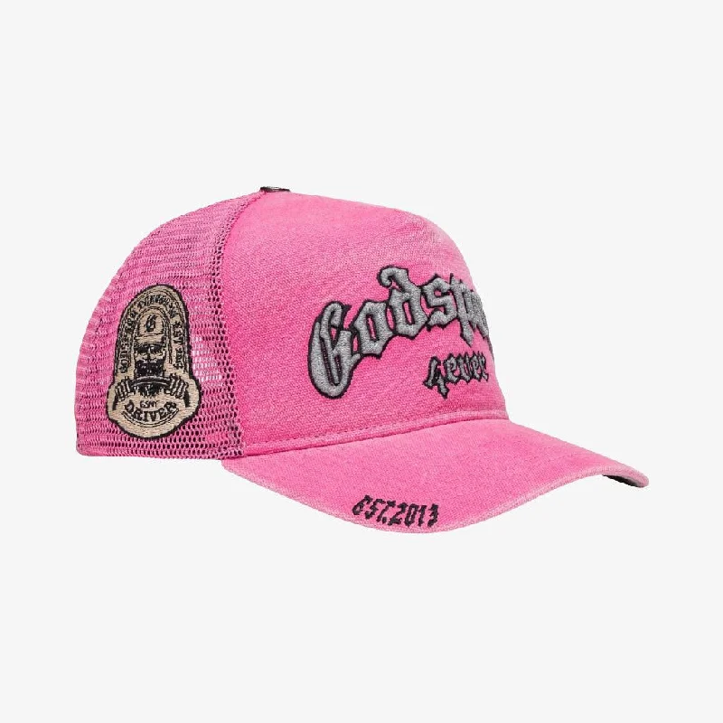 Godspeed 'GS Forever' Trucker Snapback Hat Washed Fuchsia