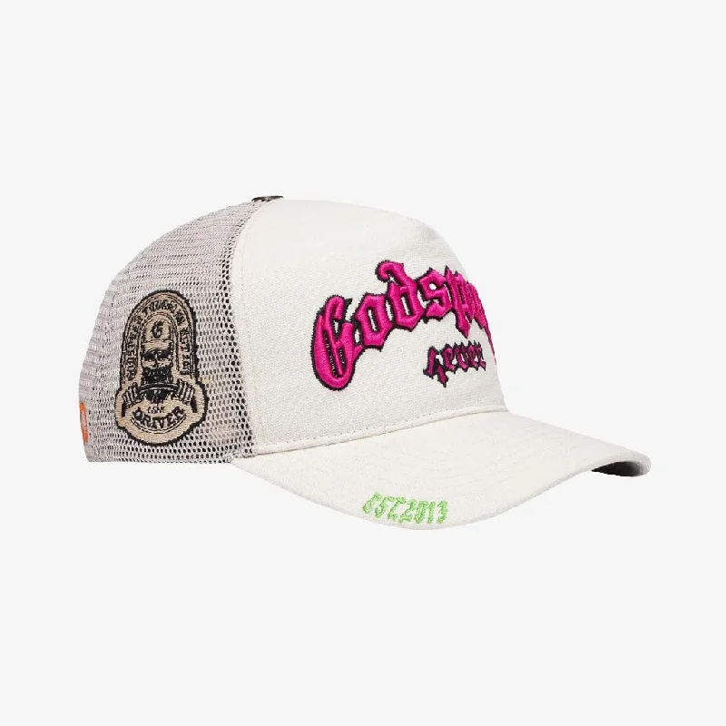 Godspeed 'GS Forever' Trucker Snapback Hat White / Fuchsia