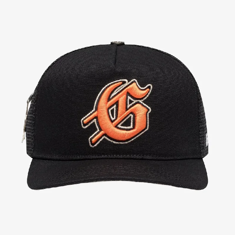 Godspeed 'GS Logo' Trucker Snapback Hat Black / Tangerine