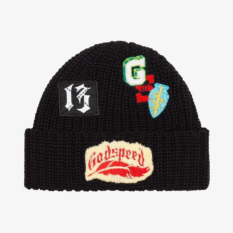 Godspeed 'Nostalgia' Rugby Patch Work Beanie Black