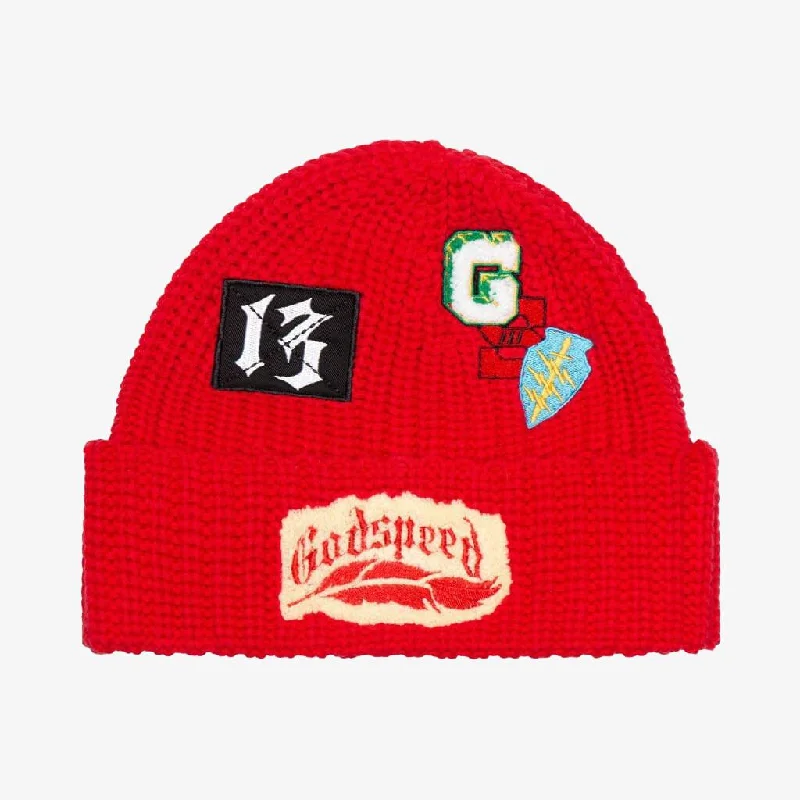 Godspeed 'Nostalgia' Rugby Patch Work Beanie Red