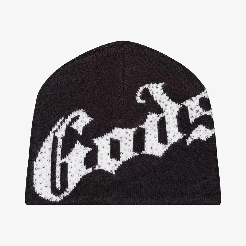 Godspeed 'OG Logo' Rhinestone Studed Beanie Black / White