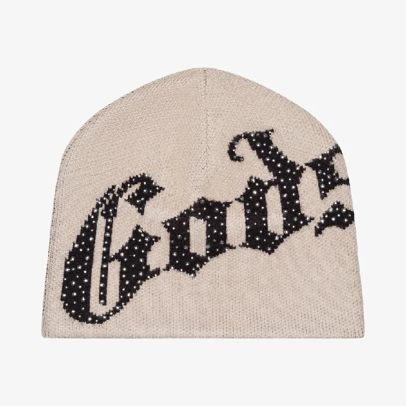 Godspeed 'OG Logo' Rhinestone Studed Beanie Tan / Black