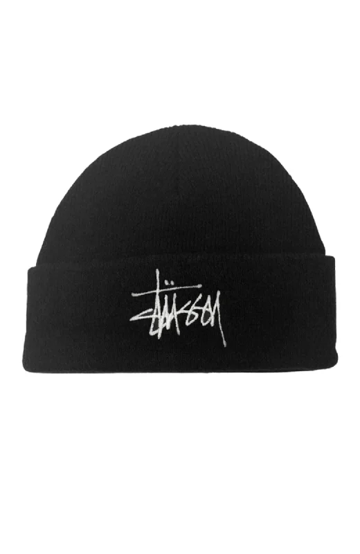 Graffiti Rib Knit Beanie Black