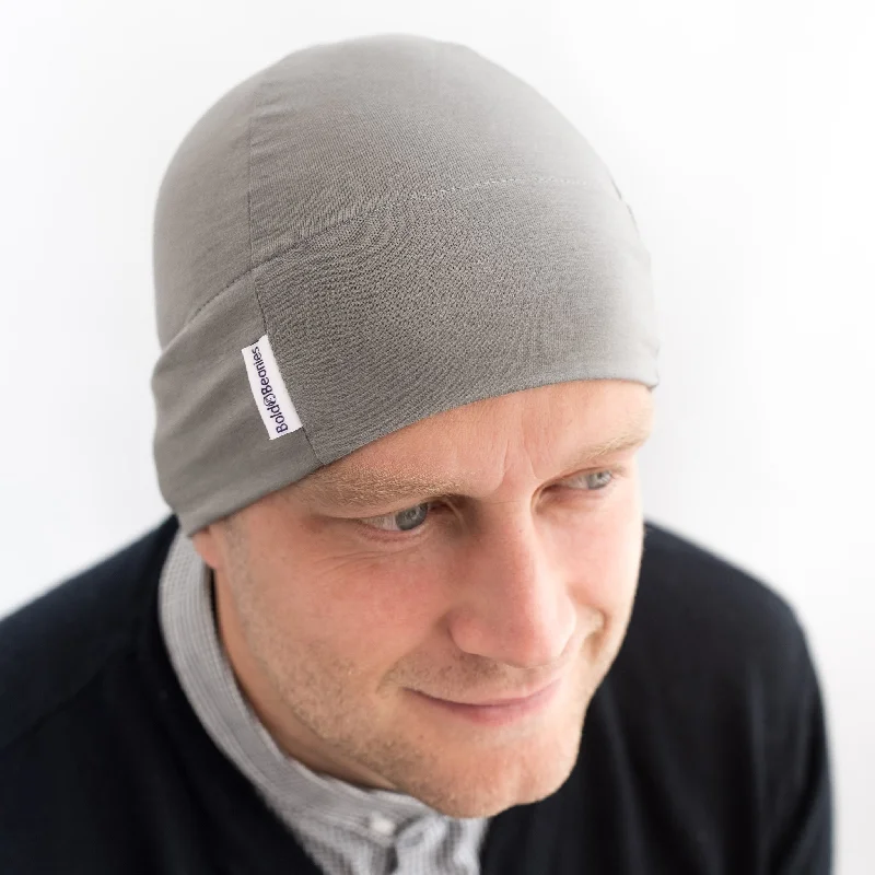 Grey Mens Plain Chemo Cotton Hat