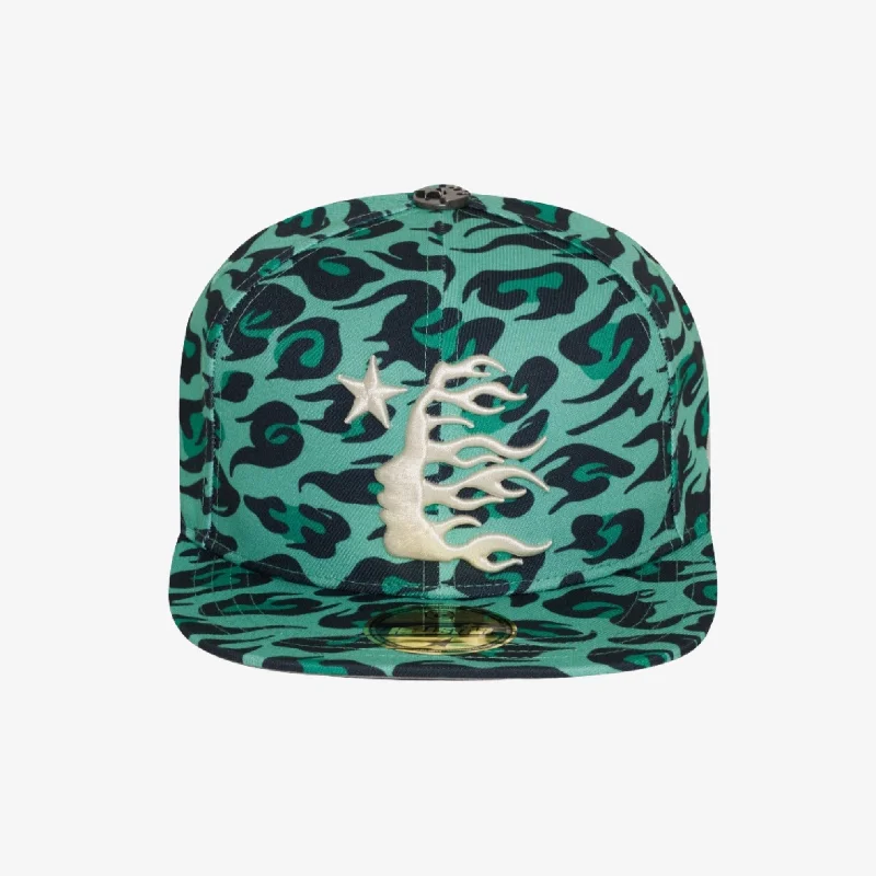 Hellstar 'Cheetah Print' Fitted Hat Green / Black