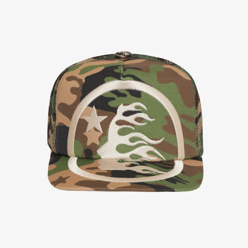 Hellstar Studios 'Big Logo' Trucker Snapback Hat Camo