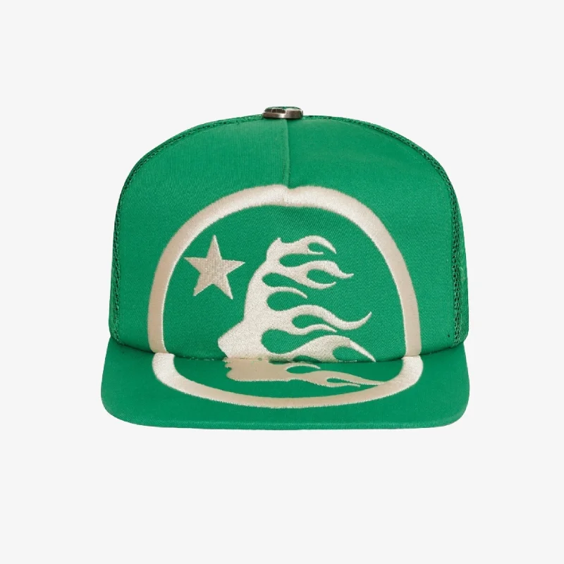 Hellstar Studios 'Big Logo' Trucker Snapback Hat Green / White