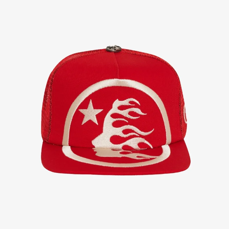 Hellstar Studios 'Big Logo' Trucker Snapback Hat Red / White