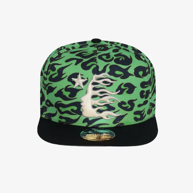 Hellstar Studios 'Cheetah Print' Snapback Hat Green / Black