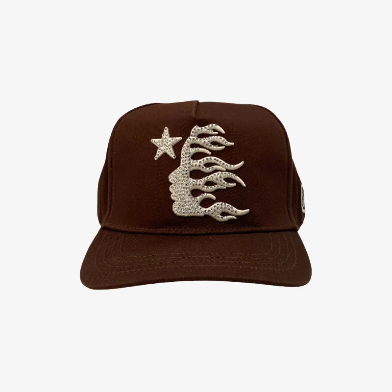 Hellstar Studios 'OG Logo' Rhinestone Snapback Hat Brown / White