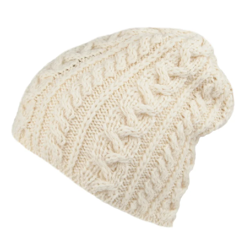 Highland 2000 English Wool Oversized Beanie Hat - Natural