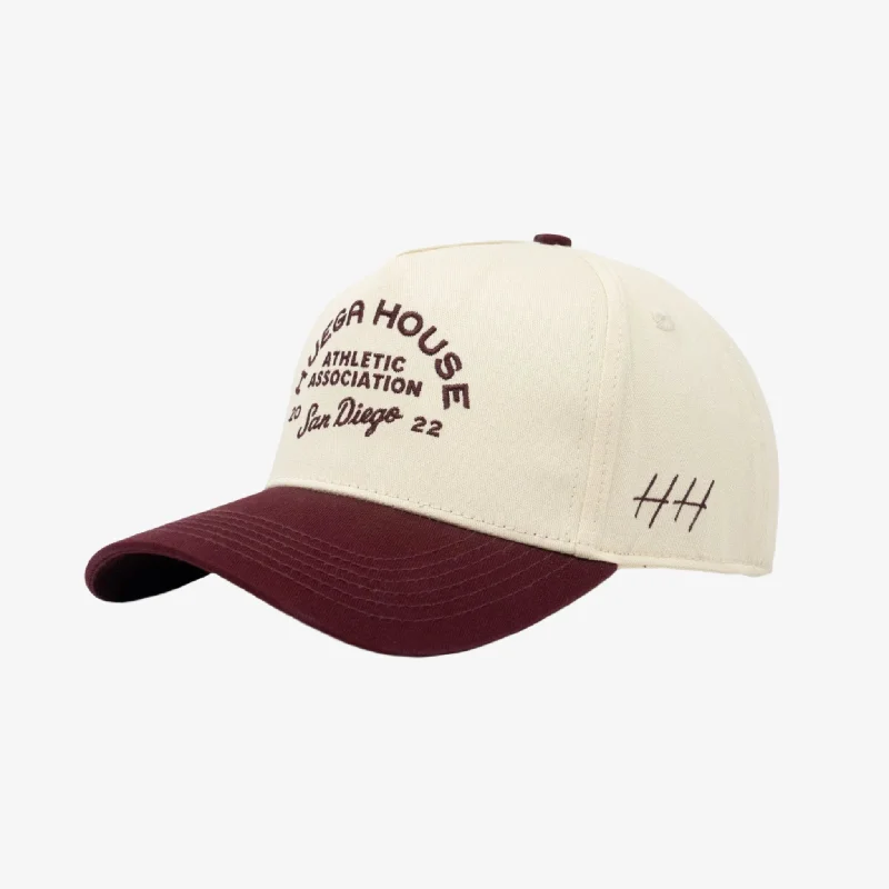 Huega House 'Athletic Association' 2-Tone 5-Panel Snapback Hat Maroon / Natural