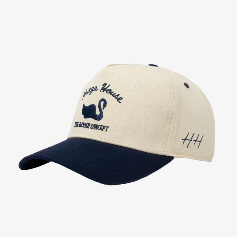 Huega House 'Vintage Swan' 2-Tone 5-Panel Snapback Hat Navy Blue / Natural