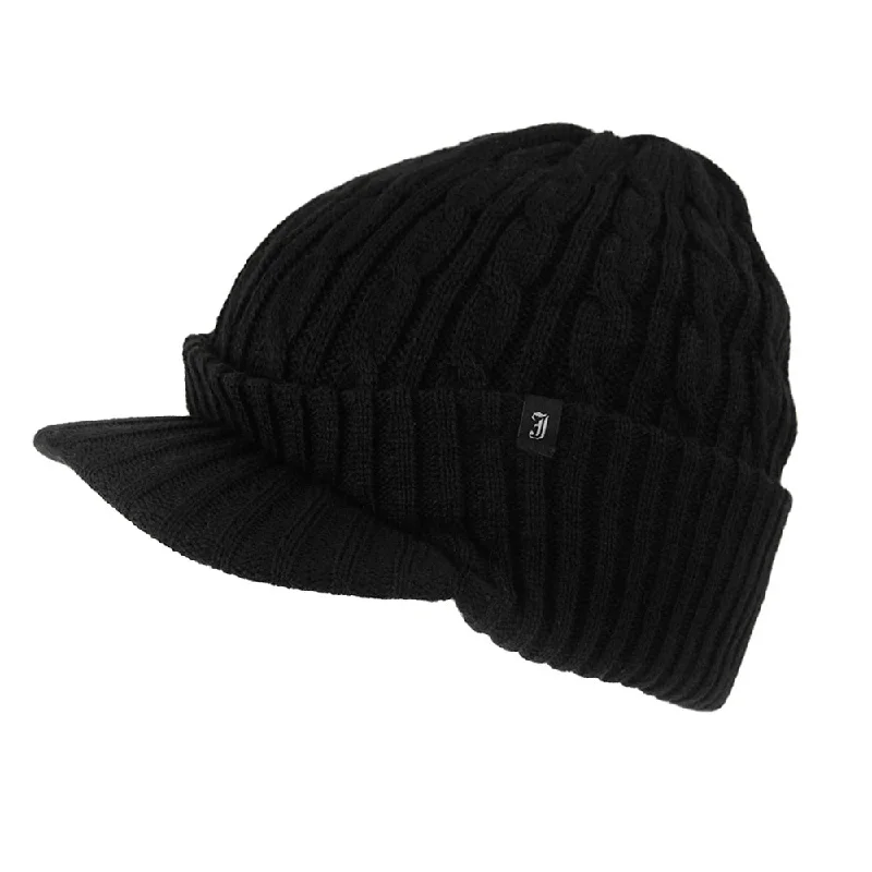 Jaxon & James Cable Knit Peaked Beanie - Black - Wholesale Pack