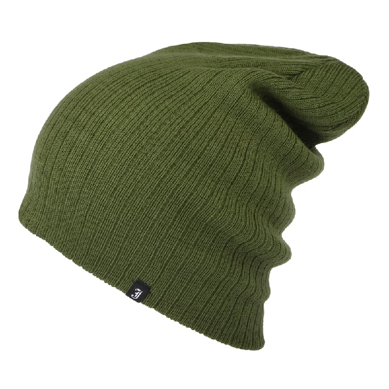 Jaxon & James Oversized Ribknit Beanie Hat - Olive Wholesale