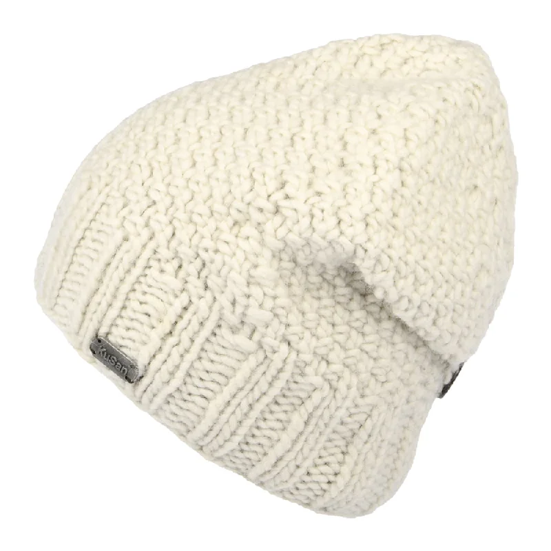 Kusan Button Down Beanie Hat - Oatmeal