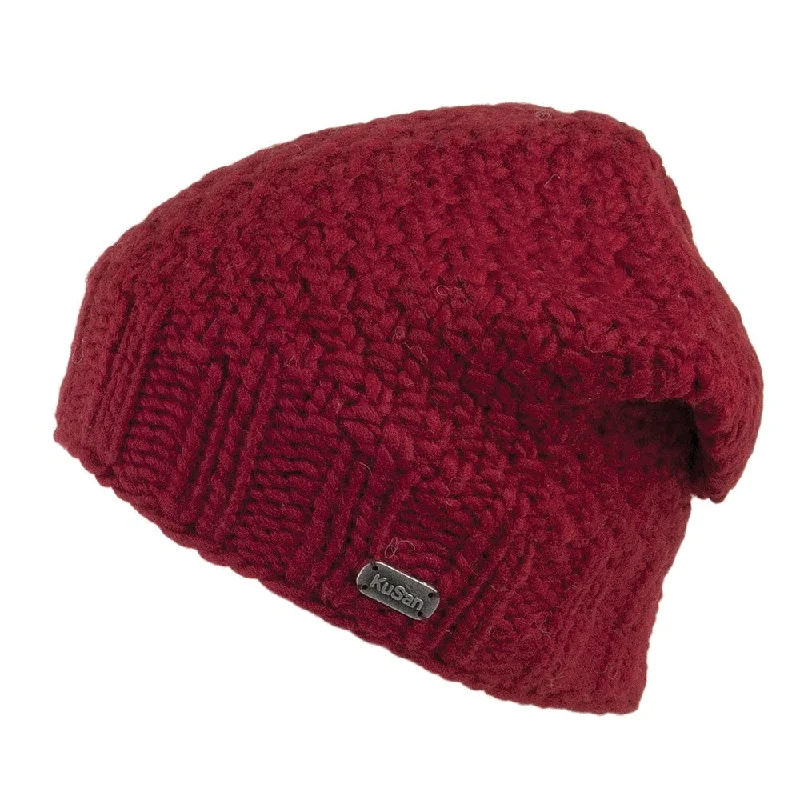 Kusan Button Down Beanie Hat - Red