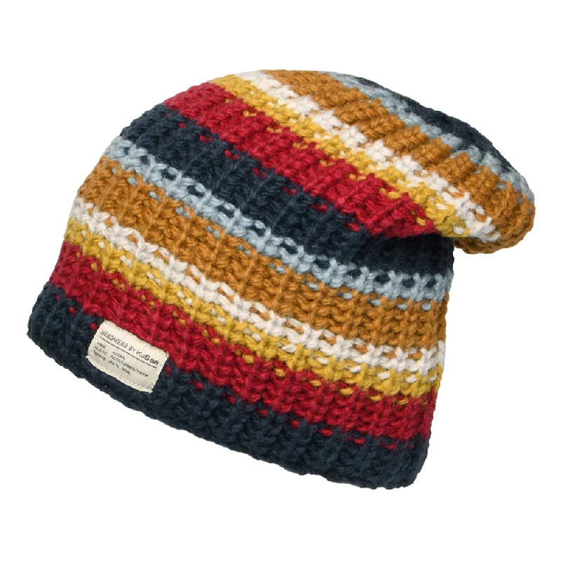 Kusan Cardi Floppy Beanie Hat - Navy-Yellow