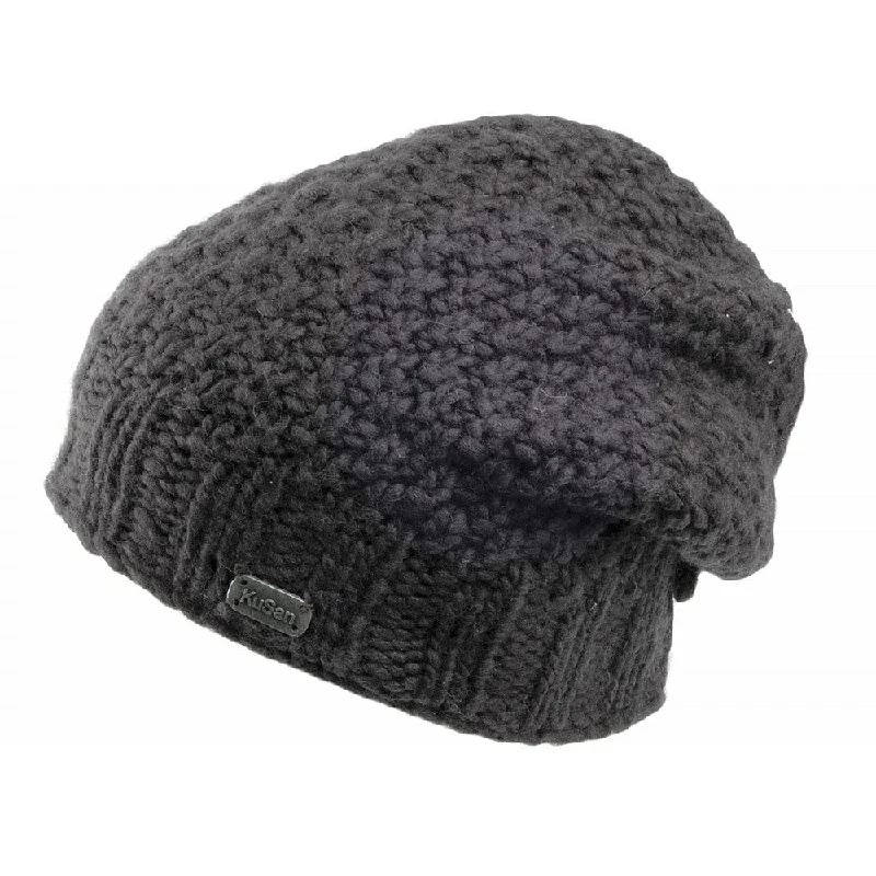 Kusan Button Down Beanie Hat - Charcoal