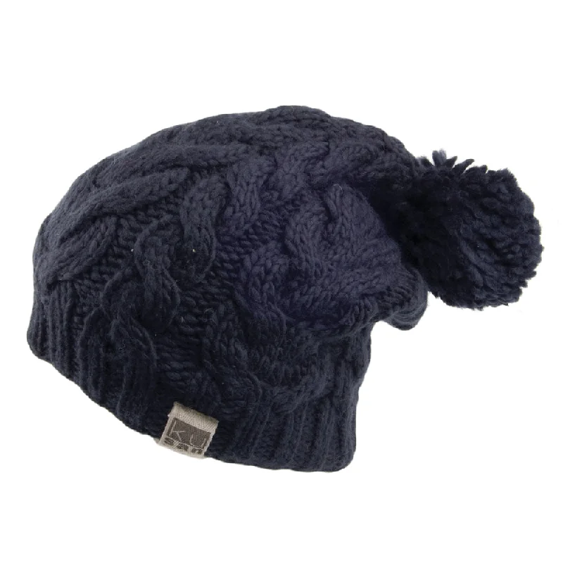 Kusan Oversized Bobble Hat - Navy Blue