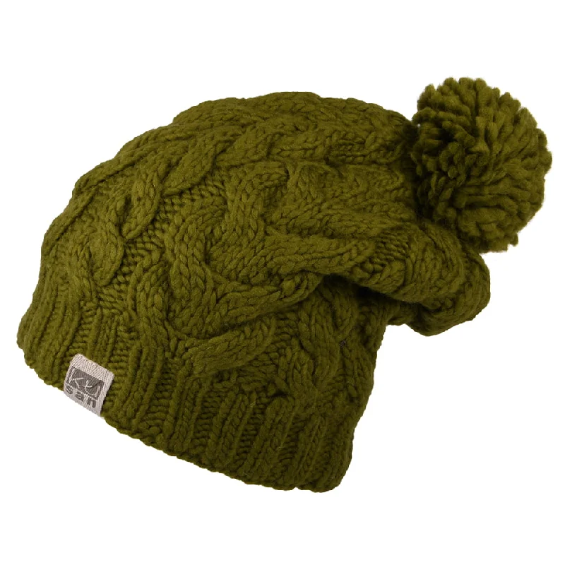 Kusan Oversized Bobble Hat - Olive