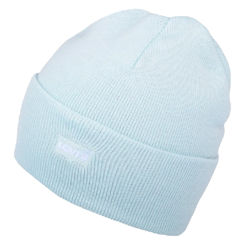 Levi's Hats Tonal Batwing Embroidery Slouchy Beanie Hat - Light Blue