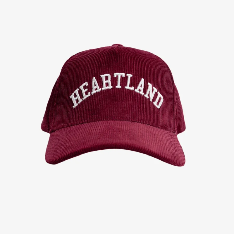 LLovesick 'Heartland' 3D Embroidered Corduroy Snapback Cap Cherry Red LL1-118-CRD