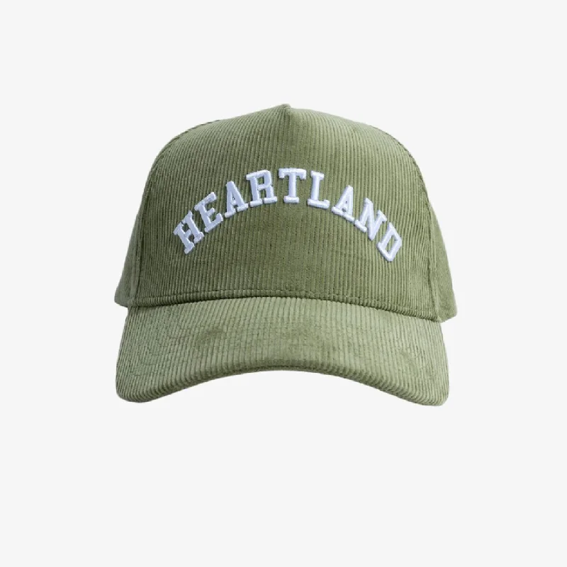 LLovesick 'Heartland' 3D Embroidered Corduroy Snapback Cap Olive Green LL1-118-OLV