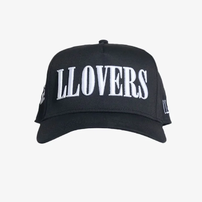 LLovesick 'LLOVERS' 3D Embroidered 5-Panel Snapback Cap Black / White LL1-102-BLK