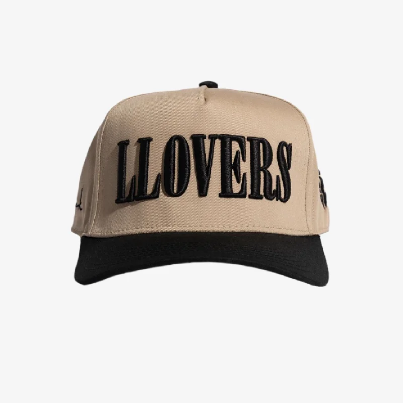 LLovesick 'LLOVERS' 3D Embroidered 5-Panel Snapback Cap Khaki / Black LL1-102-KHB