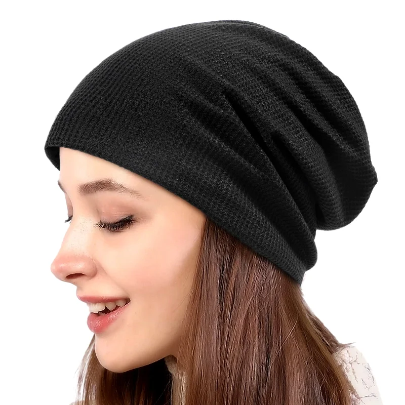 Lvaiz Knitted Beanie Waffle Slouchy Skullcap